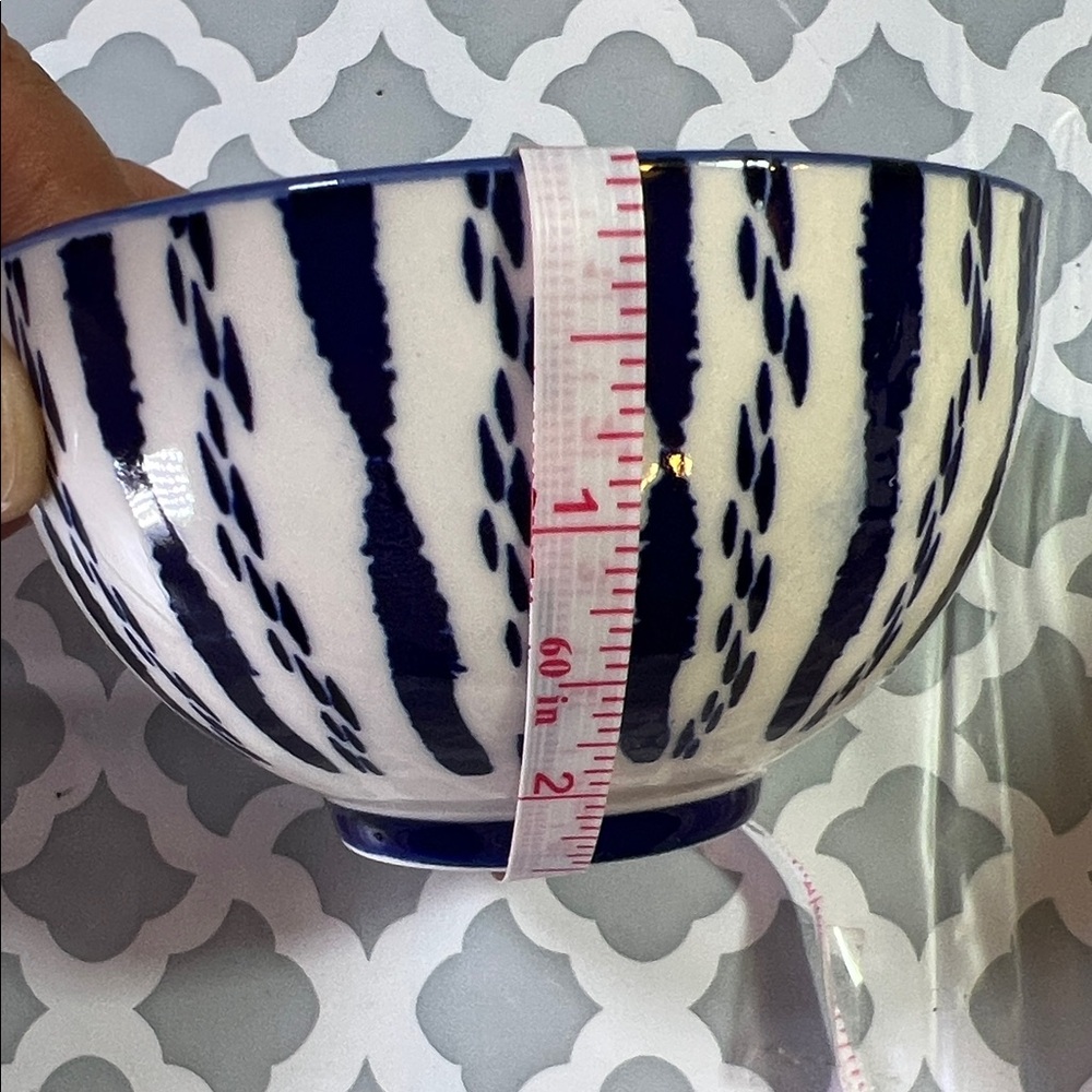 West Elm Blue and White Drip Glaze Ceramic Bowls - Picture 7 of 7